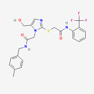 molecular formula C23H23F3N4O3S B6565045 2-{[5-(hydroxymethyl)-1-({[(4-methylphenyl)methyl]carbamoyl}methyl)-1H-imidazol-2-yl]sulfanyl}-N-[2-(trifluoromethyl)phenyl]acetamide CAS No. 921886-71-7