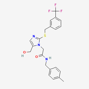 2-[5-(hydroxymethyl)-2-({[3-(trifluoromethyl)phenyl]methyl}sulfanyl)-1H-imidazol-1-yl]-N-[(4-methylphenyl)methyl]acetamide