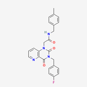 molecular formula C24H21FN4O3 B6565090 2-{3-[(4-fluorophenyl)methyl]-2,4-dioxo-1H,2H,3H,4H-pyrido[3,2-d]pyrimidin-1-yl}-N-[(4-methylphenyl)methyl]acetamide CAS No. 921800-35-3