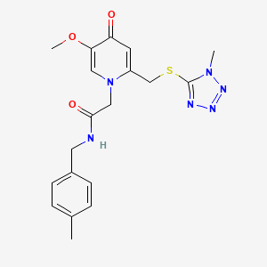 molecular formula C19H22N6O3S B6565091 2-(5-methoxy-2-{[(1-methyl-1H-1,2,3,4-tetrazol-5-yl)sulfanyl]methyl}-4-oxo-1,4-dihydropyridin-1-yl)-N-[(4-methylphenyl)methyl]acetamide CAS No. 920174-91-0
