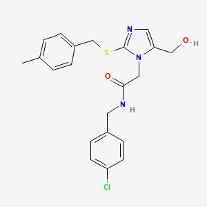 molecular formula C21H22ClN3O2S B6565123 N-[(4-chlorophenyl)methyl]-2-[5-(hydroxymethyl)-2-{[(4-methylphenyl)methyl]sulfanyl}-1H-imidazol-1-yl]acetamide CAS No. 921876-79-1