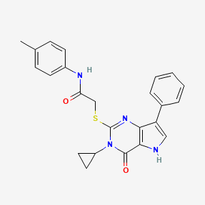 molecular formula C24H22N4O2S B6565256 2-({3-cyclopropyl-4-oxo-7-phenyl-3H,4H,5H-pyrrolo[3,2-d]pyrimidin-2-yl}sulfanyl)-N-(4-methylphenyl)acetamide CAS No. 1021228-22-7
