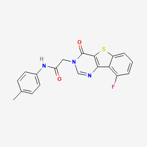 molecular formula C19H14FN3O2S B6565294 2-{13-fluoro-6-oxo-8-thia-3,5-diazatricyclo[7.4.0.0^{2,7}]trideca-1(13),2(7),3,9,11-pentaen-5-yl}-N-(4-methylphenyl)acetamide CAS No. 1021207-47-5