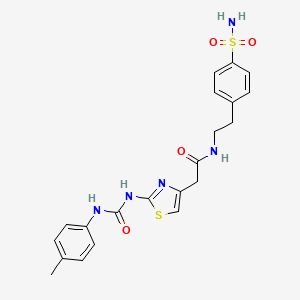 molecular formula C21H23N5O4S2 B6565296 2-(2-{[(4-methylphenyl)carbamoyl]amino}-1,3-thiazol-4-yl)-N-[2-(4-sulfamoylphenyl)ethyl]acetamide CAS No. 923139-87-1
