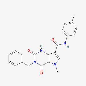 molecular formula C22H20N4O3 B6565311 3-benzyl-5-methyl-N-(4-methylphenyl)-2,4-dioxo-1H,2H,3H,4H,5H-pyrrolo[3,2-d]pyrimidine-7-carboxamide CAS No. 921807-77-4