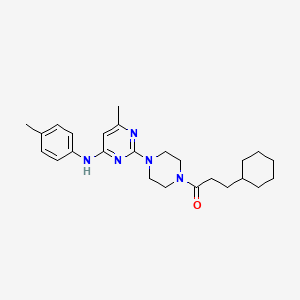 molecular formula C25H35N5O B6565312 3-cyclohexyl-1-(4-{4-methyl-6-[(4-methylphenyl)amino]pyrimidin-2-yl}piperazin-1-yl)propan-1-one CAS No. 946257-99-4