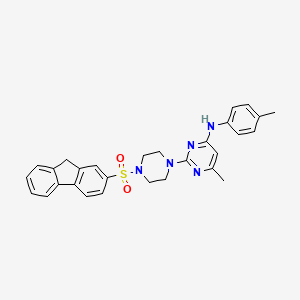 molecular formula C29H29N5O2S B6565352 2-[4-(9H-fluorene-2-sulfonyl)piperazin-1-yl]-6-methyl-N-(4-methylphenyl)pyrimidin-4-amine CAS No. 946314-74-5