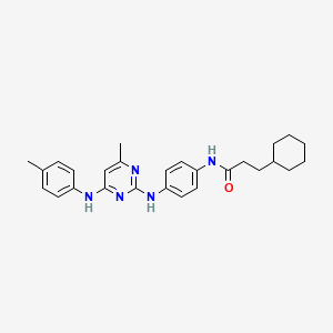 molecular formula C27H33N5O B6565364 3-cyclohexyl-N-[4-({4-methyl-6-[(4-methylphenyl)amino]pyrimidin-2-yl}amino)phenyl]propanamide CAS No. 946294-02-6