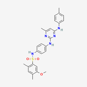 molecular formula C27H29N5O3S B6565381 5-methoxy-2,4-dimethyl-N-[4-({4-methyl-6-[(4-methylphenyl)amino]pyrimidin-2-yl}amino)phenyl]benzene-1-sulfonamide CAS No. 946269-67-6