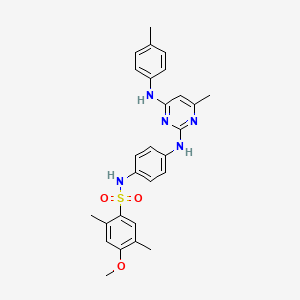 molecular formula C27H29N5O3S B6565384 4-methoxy-2,5-dimethyl-N-[4-({4-methyl-6-[(4-methylphenyl)amino]pyrimidin-2-yl}amino)phenyl]benzene-1-sulfonamide CAS No. 946370-91-8