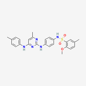 molecular formula C26H27N5O3S B6565385 2-methoxy-5-methyl-N-[4-({4-methyl-6-[(4-methylphenyl)amino]pyrimidin-2-yl}amino)phenyl]benzene-1-sulfonamide CAS No. 946220-02-6