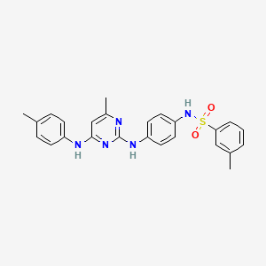 molecular formula C25H25N5O2S B6565397 3-methyl-N-[4-({4-methyl-6-[(4-methylphenyl)amino]pyrimidin-2-yl}amino)phenyl]benzene-1-sulfonamide CAS No. 946269-59-6
