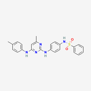 molecular formula C24H23N5O2S B6565402 N-[4-({4-methyl-6-[(4-methylphenyl)amino]pyrimidin-2-yl}amino)phenyl]benzenesulfonamide CAS No. 946296-47-5