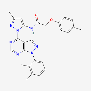 molecular formula C26H25N7O2 B6565418 N-{1-[1-(2,3-dimethylphenyl)-1H-pyrazolo[3,4-d]pyrimidin-4-yl]-3-methyl-1H-pyrazol-5-yl}-2-(4-methylphenoxy)acetamide CAS No. 1007173-45-6
