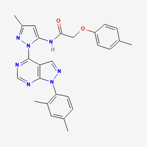 molecular formula C26H25N7O2 B6565436 N-{1-[1-(2,4-dimethylphenyl)-1H-pyrazolo[3,4-d]pyrimidin-4-yl]-3-methyl-1H-pyrazol-5-yl}-2-(4-methylphenoxy)acetamide CAS No. 1006276-65-8