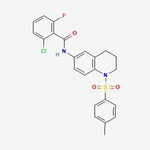 molecular formula C23H20ClFN2O3S B6565494 2-chloro-6-fluoro-N-[1-(4-methylbenzenesulfonyl)-1,2,3,4-tetrahydroquinolin-6-yl]benzamide CAS No. 946381-94-8