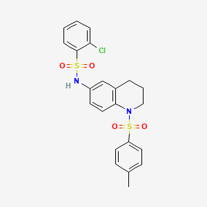 molecular formula C22H21ClN2O4S2 B6565525 2-chloro-N-[1-(4-methylbenzenesulfonyl)-1,2,3,4-tetrahydroquinolin-6-yl]benzene-1-sulfonamide CAS No. 946283-28-9