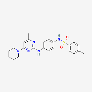 molecular formula C23H27N5O2S B6565558 4-methyl-N-(4-{[4-methyl-6-(piperidin-1-yl)pyrimidin-2-yl]amino}phenyl)benzene-1-sulfonamide CAS No. 946350-28-3