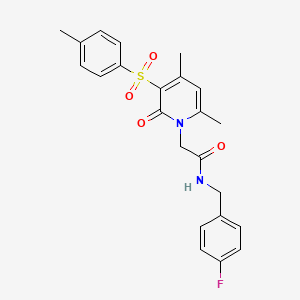 2-[4,6-dimethyl-3-(4-methylbenzenesulfonyl)-2-oxo-1,2-dihydropyridin-1-yl]-N-[(4-fluorophenyl)methyl]acetamide