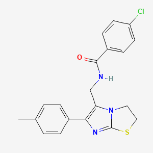 molecular formula C20H18ClN3OS B6565593 4-chloro-N-{[6-(4-methylphenyl)-2H,3H-imidazo[2,1-b][1,3]thiazol-5-yl]methyl}benzamide CAS No. 946294-60-6