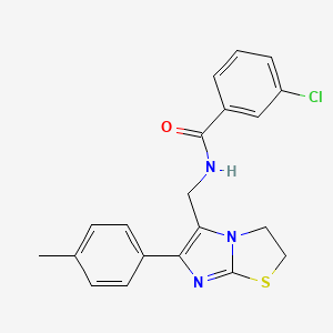 molecular formula C20H18ClN3OS B6565609 3-chloro-N-{[6-(4-methylphenyl)-2H,3H-imidazo[2,1-b][1,3]thiazol-5-yl]methyl}benzamide CAS No. 946223-53-6