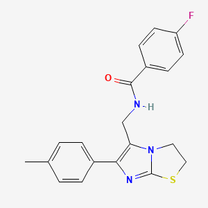 molecular formula C20H18FN3OS B6565617 4-fluoro-N-{[6-(4-methylphenyl)-2H,3H-imidazo[2,1-b][1,3]thiazol-5-yl]methyl}benzamide CAS No. 946223-83-2