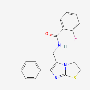 molecular formula C20H18FN3OS B6565623 2-fluoro-N-{[6-(4-methylphenyl)-2H,3H-imidazo[2,1-b][1,3]thiazol-5-yl]methyl}benzamide CAS No. 946223-73-0