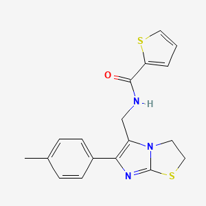 molecular formula C18H17N3OS2 B6565631 N-{[6-(4-methylphenyl)-2H,3H-imidazo[2,1-b][1,3]thiazol-5-yl]methyl}thiophene-2-carboxamide CAS No. 946301-04-8