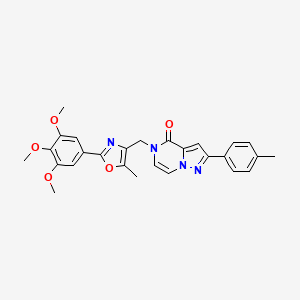 molecular formula C27H26N4O5 B6565636 5-{[5-methyl-2-(3,4,5-trimethoxyphenyl)-1,3-oxazol-4-yl]methyl}-2-(4-methylphenyl)-4H,5H-pyrazolo[1,5-a]pyrazin-4-one CAS No. 1021261-45-9
