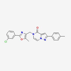molecular formula C24H19ClN4O2 B6565650 5-{[2-(3-chlorophenyl)-5-methyl-1,3-oxazol-4-yl]methyl}-2-(4-methylphenyl)-4H,5H-pyrazolo[1,5-a]pyrazin-4-one CAS No. 1021261-36-8
