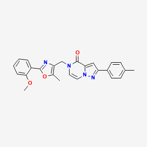 molecular formula C25H22N4O3 B6565663 5-{[2-(2-methoxyphenyl)-5-methyl-1,3-oxazol-4-yl]methyl}-2-(4-methylphenyl)-4H,5H-pyrazolo[1,5-a]pyrazin-4-one CAS No. 1021224-22-5