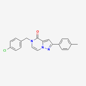 molecular formula C20H16ClN3O B6565680 5-[(4-chlorophenyl)methyl]-2-(4-methylphenyl)-4H,5H-pyrazolo[1,5-a]pyrazin-4-one CAS No. 1021261-55-1