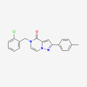 molecular formula C20H16ClN3O B6565691 5-[(2-chlorophenyl)methyl]-2-(4-methylphenyl)-4H,5H-pyrazolo[1,5-a]pyrazin-4-one CAS No. 1021224-88-3
