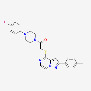 molecular formula C25H24FN5OS B6565697 1-[4-(4-fluorophenyl)piperazin-1-yl]-2-{[2-(4-methylphenyl)pyrazolo[1,5-a]pyrazin-4-yl]sulfanyl}ethan-1-one CAS No. 1021208-51-4