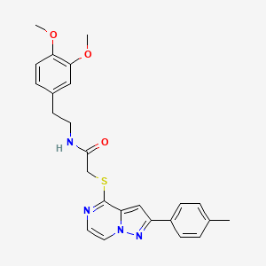 molecular formula C25H26N4O3S B6565704 N-[2-(3,4-dimethoxyphenyl)ethyl]-2-{[2-(4-methylphenyl)pyrazolo[1,5-a]pyrazin-4-yl]sulfanyl}acetamide CAS No. 1021210-98-9