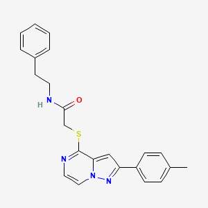2-{[2-(4-methylphenyl)pyrazolo[1,5-a]pyrazin-4-yl]sulfanyl}-N-(2-phenylethyl)acetamide