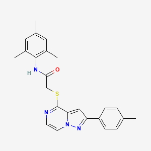 2-{[2-(4-methylphenyl)pyrazolo[1,5-a]pyrazin-4-yl]sulfanyl}-N-(2,4,6-trimethylphenyl)acetamide
