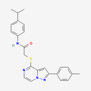 2-{[2-(4-methylphenyl)pyrazolo[1,5-a]pyrazin-4-yl]sulfanyl}-N-[4-(propan-2-yl)phenyl]acetamide