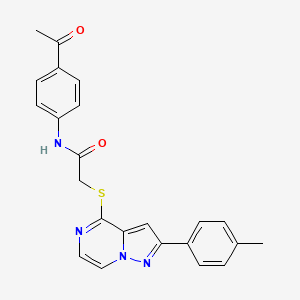 molecular formula C23H20N4O2S B6565768 N-(4-acetylphenyl)-2-{[2-(4-methylphenyl)pyrazolo[1,5-a]pyrazin-4-yl]sulfanyl}acetamide CAS No. 1021211-06-2