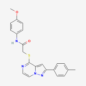 molecular formula C22H20N4O2S B6565775 N-(4-methoxyphenyl)-2-{[2-(4-methylphenyl)pyrazolo[1,5-a]pyrazin-4-yl]sulfanyl}acetamide CAS No. 1021210-66-1