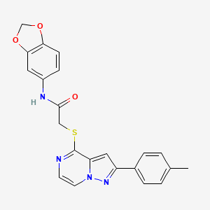 molecular formula C22H18N4O3S B6565780 N-(2H-1,3-benzodioxol-5-yl)-2-{[2-(4-methylphenyl)pyrazolo[1,5-a]pyrazin-4-yl]sulfanyl}acetamide CAS No. 1021210-72-9