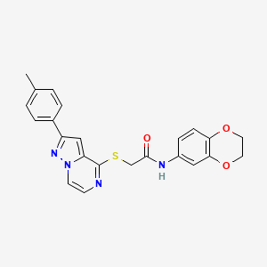 molecular formula C23H20N4O3S B6565801 N-(2,3-dihydro-1,4-benzodioxin-6-yl)-2-{[2-(4-methylphenyl)pyrazolo[1,5-a]pyrazin-4-yl]sulfanyl}acetamide CAS No. 1021208-04-7