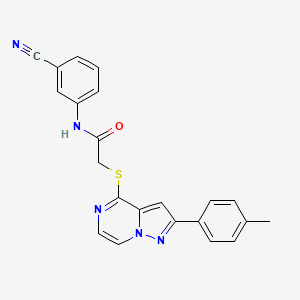 molecular formula C22H17N5OS B6565805 N-(3-cyanophenyl)-2-{[2-(4-methylphenyl)pyrazolo[1,5-a]pyrazin-4-yl]sulfanyl}acetamide CAS No. 1021208-54-7