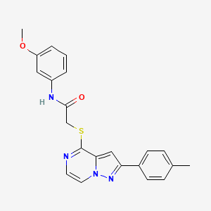 molecular formula C22H20N4O2S B6565810 N-(3-methoxyphenyl)-2-{[2-(4-methylphenyl)pyrazolo[1,5-a]pyrazin-4-yl]sulfanyl}acetamide CAS No. 1021257-29-3