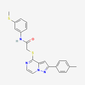 molecular formula C22H20N4OS2 B6565820 2-{[2-(4-methylphenyl)pyrazolo[1,5-a]pyrazin-4-yl]sulfanyl}-N-[3-(methylsulfanyl)phenyl]acetamide CAS No. 1021208-13-8