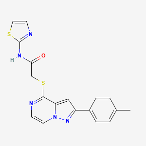 2-{[2-(4-methylphenyl)pyrazolo[1,5-a]pyrazin-4-yl]sulfanyl}-N-(1,3-thiazol-2-yl)acetamide