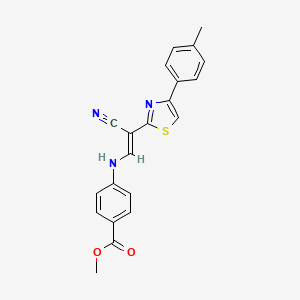 molecular formula C21H17N3O2S B6565847 methyl 4-{[(1E)-2-cyano-2-[4-(4-methylphenyl)-1,3-thiazol-2-yl]eth-1-en-1-yl]amino}benzoate CAS No. 1021263-12-6