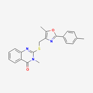 molecular formula C21H19N3O2S B6565861 3-methyl-2-({[5-methyl-2-(4-methylphenyl)-1,3-oxazol-4-yl]methyl}sulfanyl)-3,4-dihydroquinazolin-4-one CAS No. 1021221-87-3