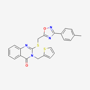 molecular formula C23H18N4O2S2 B6565878 2-({[3-(4-methylphenyl)-1,2,4-oxadiazol-5-yl]methyl}sulfanyl)-3-[(thiophen-2-yl)methyl]-3,4-dihydroquinazolin-4-one CAS No. 1021220-14-3