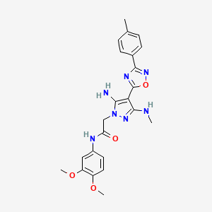 molecular formula C23H25N7O4 B6565883 2-[5-amino-3-(methylamino)-4-[3-(4-methylphenyl)-1,2,4-oxadiazol-5-yl]-1H-pyrazol-1-yl]-N-(3,4-dimethoxyphenyl)acetamide CAS No. 1170988-20-1